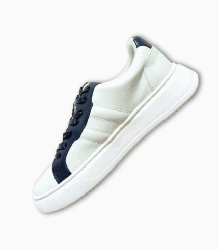 FLASH White & Black Leather Sneakers – Stylish & Comfortable Low-Top Shoes